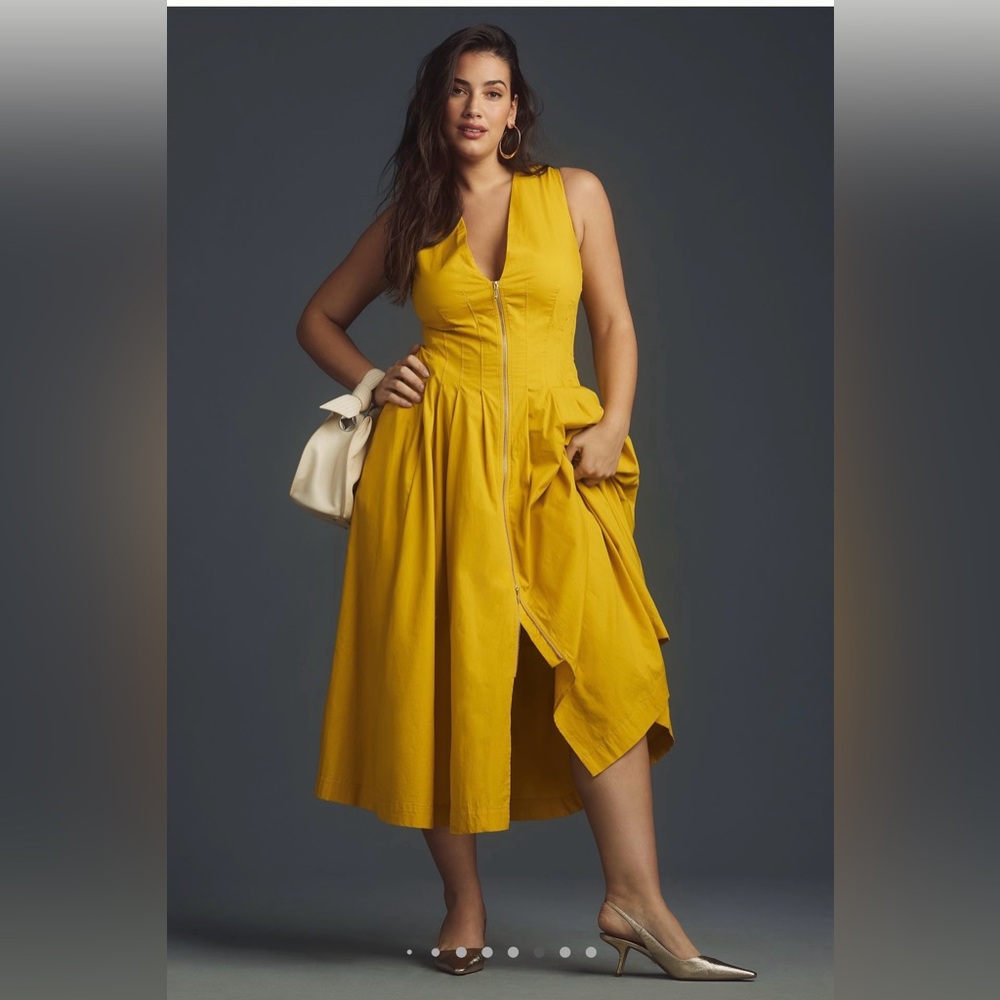 NWT ANTHROPOLOGIE Gorgeous Sleeveless V-Neck Corset Midi Dress
